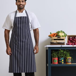 Striped bib apron in Black/Grey - North Print Workwear