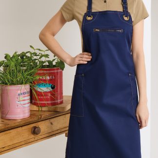 ‘Barley’ Contrast Stitch Bib Apron in Black/Charcoal - North Print Workwear