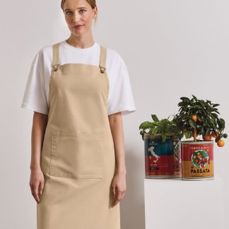 Cross back 'barista' bib apron in Black - North Print Workwear