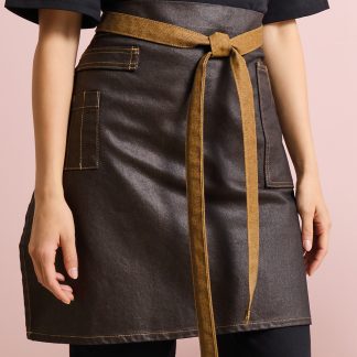 Division waxed-look denim waist apron in Black Denim - North Print Workwear