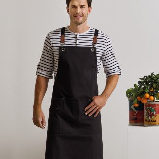 Clip ‘n’ Clasp cross-back bib apron in Black - North Print Workwear