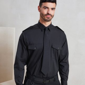 Long sleeve pilot shirt in Black - North Print Workwear