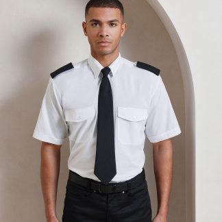 Short sleeve pilot shirt in Black - North Print Workwear