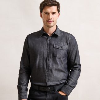 Jeans stitch denim shirt in Black Denim - North Print Workwear