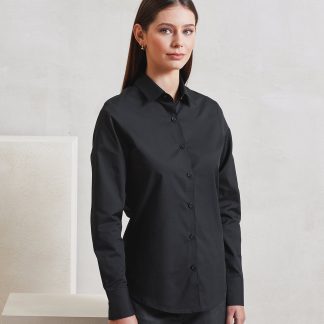 Women’s long sleeve ‘Recyclight’ poplin shirt in Black - North Print Workwear