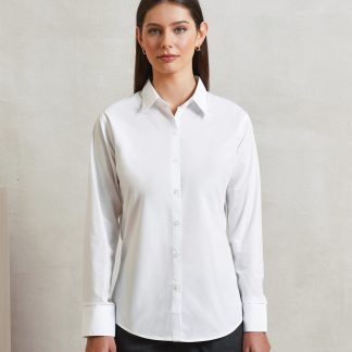 Women's supreme poplin long sleeve shirt in Black - North Print Workwear