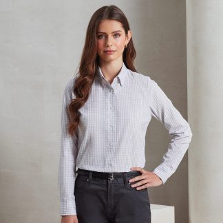 Women's Maxton check long sleeve shirt in Black/Red - North Print Workwear