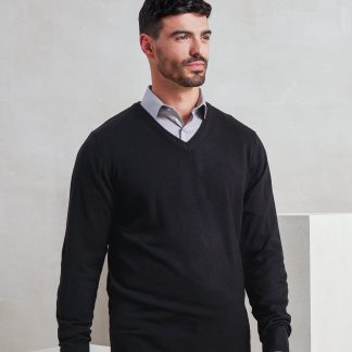 'Essential' acrylic v-neck sweater in Black - North Print Workwear