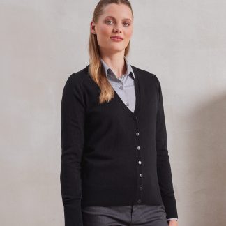 Women's 'essential' acrylic cardigan in Black - North Print Workwear