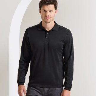 Long sleeve Coolchecker® piqué polo in Black - North Print Workwear