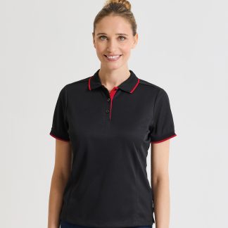 Women's contrast Coolchecker® polo in Black/Lime - North Print Workwear