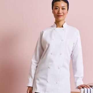 Women's long sleeve chef's jacket in White - North Print Workwear