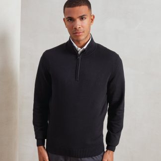 ¼ zip knitted sweater in Black - North Print Workwear