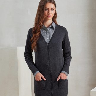 Women's longline knitted cardigan in Black - North Print Workwear