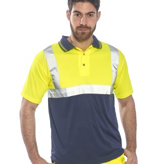 Two-tone polo (S479) in Yellow/Navy - North Print Workwear