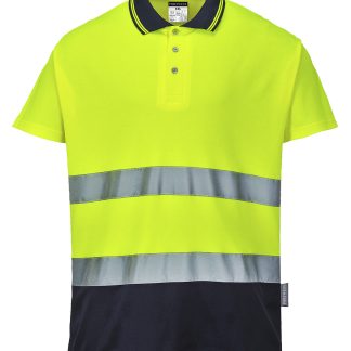 Two-tone cotton Comfort polo (S174) in Yellow/Navy - North Print Workwear