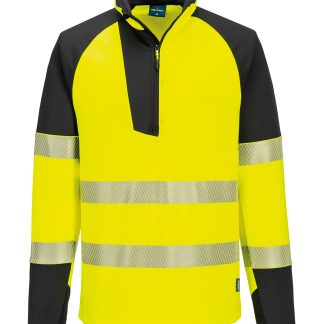 PW3 Hi-vis ¼-zip sweatshirt (T172) in Orange/Black - North Print Workwear
