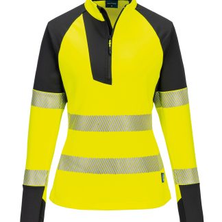 Women’s PW3 Hi-vis ¼-zip sweatshirt (T173) in Orange/Black - North Print Workwear