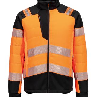 PW3 Hi-vis hybrid baffle jacket (T170) in Orange/Black - North Print Workwear