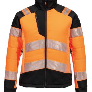 Women’s PW3 Hi-vis hybrid baffle jacket (T171) in Orange/Black - North Print Workwear
