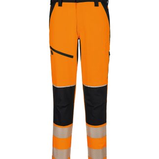 PW3 Hi-vis stretch trousers (T140) in Orange/Black - North Print Workwear
