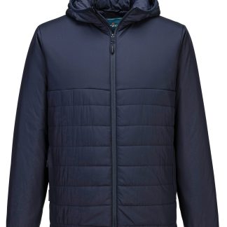 Professional hooded insulated baffle jacket (S608) in Black - North Print Workwear