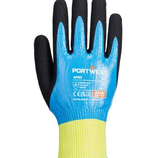 Cut D13 Nitrile aqua gloves (AP50) in Blue/Black - North Print Workwear