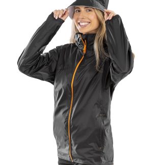 HDi quest lightweight stowable jacket in Black/Orange - North Print Workwear
