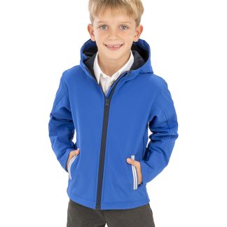 Core junior TX performance hooded softshell jacket in Black/Grey - North Print Workwear