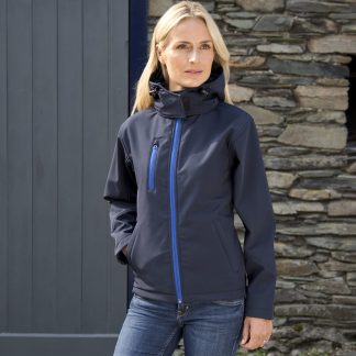 Women's Core TX performance hooded softshell jacket in Black/Grey - North Print Workwear