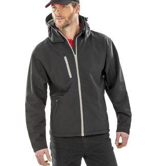 Core TX performance hooded softshell jacket in Black/Grey - North Print Workwear