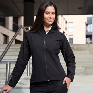 Women's Core printable softshell jacket in Black/Black - North Print Workwear