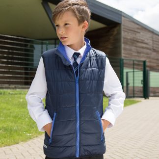 Core junior bodywarmer in Black/Orange - North Print Workwear