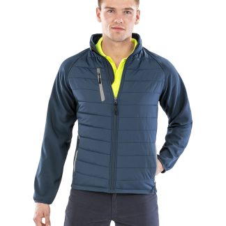 Compass padded softshell jacket in Black/Black - North Print Workwear