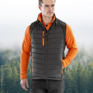 Compass padded softshell gilet in Black/Black - North Print Workwear