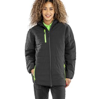 Recycled compass padded winter jacket in Black/Black - North Print Workwear