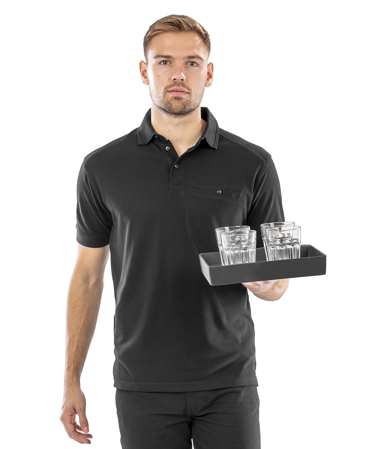 Work-Guard Apex pocket polo shirt in Black - North Print Workwear