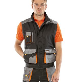 Work-Guard lite gilet in Black/Grey/Orange - North Print Workwear