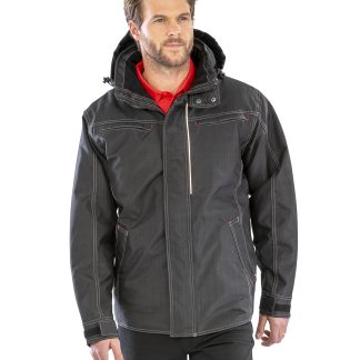 Denim texture rugged jacket in Black - North Print Workwear