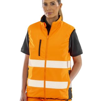 Reversible soft padded gilet in Fluorescent Orange/Navy - North Print Workwear