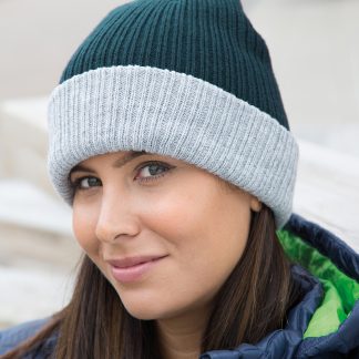 Double-layer knitted hat in Black/Grey - North Print Workwear