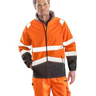 Printable safety softshell jacket in Fluorescent Orange/Black - North Print Workwear
