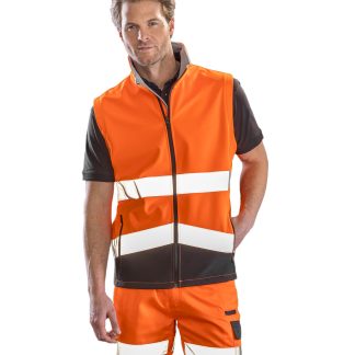 Printable safety softshell gilet in Fluorescent Orange/Black - North Print Workwear