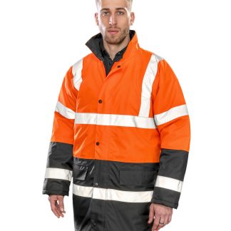 Motorway two-tone safety coat in Fluorescent Orange/Black - North Print Workwear