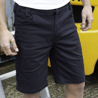 Super-stretch slim chino shorts in Black - North Print Workwear