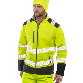 Printable ripstop safety softshell in Fluorescent Orange/Black - North Print Workwear