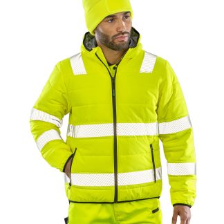 Recycled ripstop padded safety jacket in Fluorescent Orange - North Print Workwear