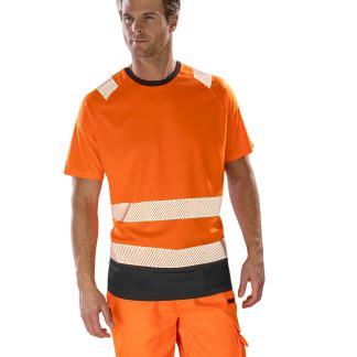 Recycled safety t-shirt in Fluorescent Orange/Black - North Print Workwear