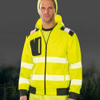 Recycled robust zipped safety hoodie in Fluorescent Orange/Black - North Print Workwear
