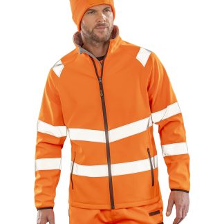 Recycled 2-layer printable safety softshell in Fluorescent Orange - North Print Workwear